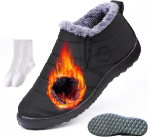 Women's Warm Sheepskin-Lined Boots, Snow Boots for Women Waterproof Fur Lined Ankle Boots, Non-Slip Slip On Booties