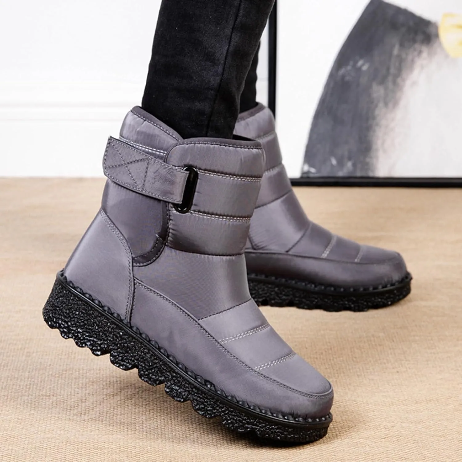 Women's Winter Boots Comfort Snow Boots Solid Plush Insulated Snow Boots Outdoor Thick Bottom Non Slip Boots