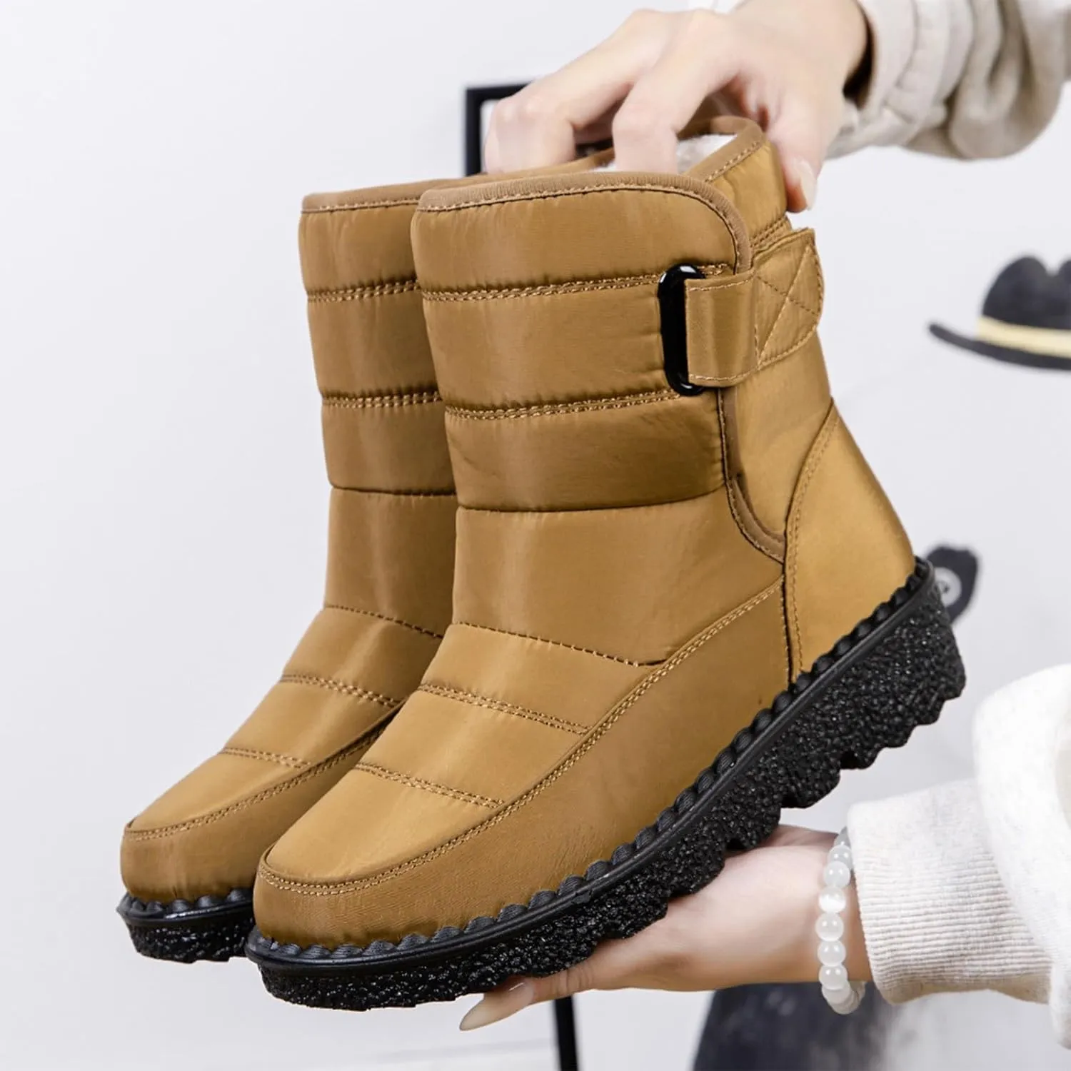Women's Winter Boots Comfort Snow Boots Solid Plush Insulated Snow Boots Outdoor Thick Bottom Non Slip Boots