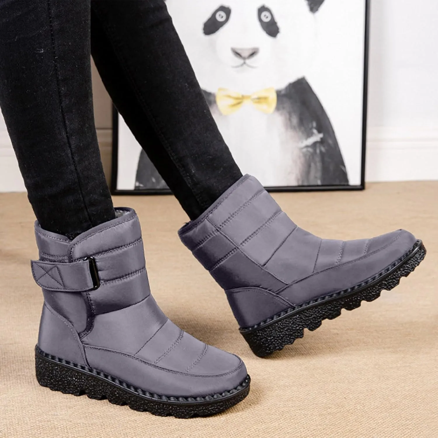 Women's Winter Boots Comfort Snow Boots Solid Plush Insulated Snow Boots Outdoor Thick Bottom Non Slip Boots