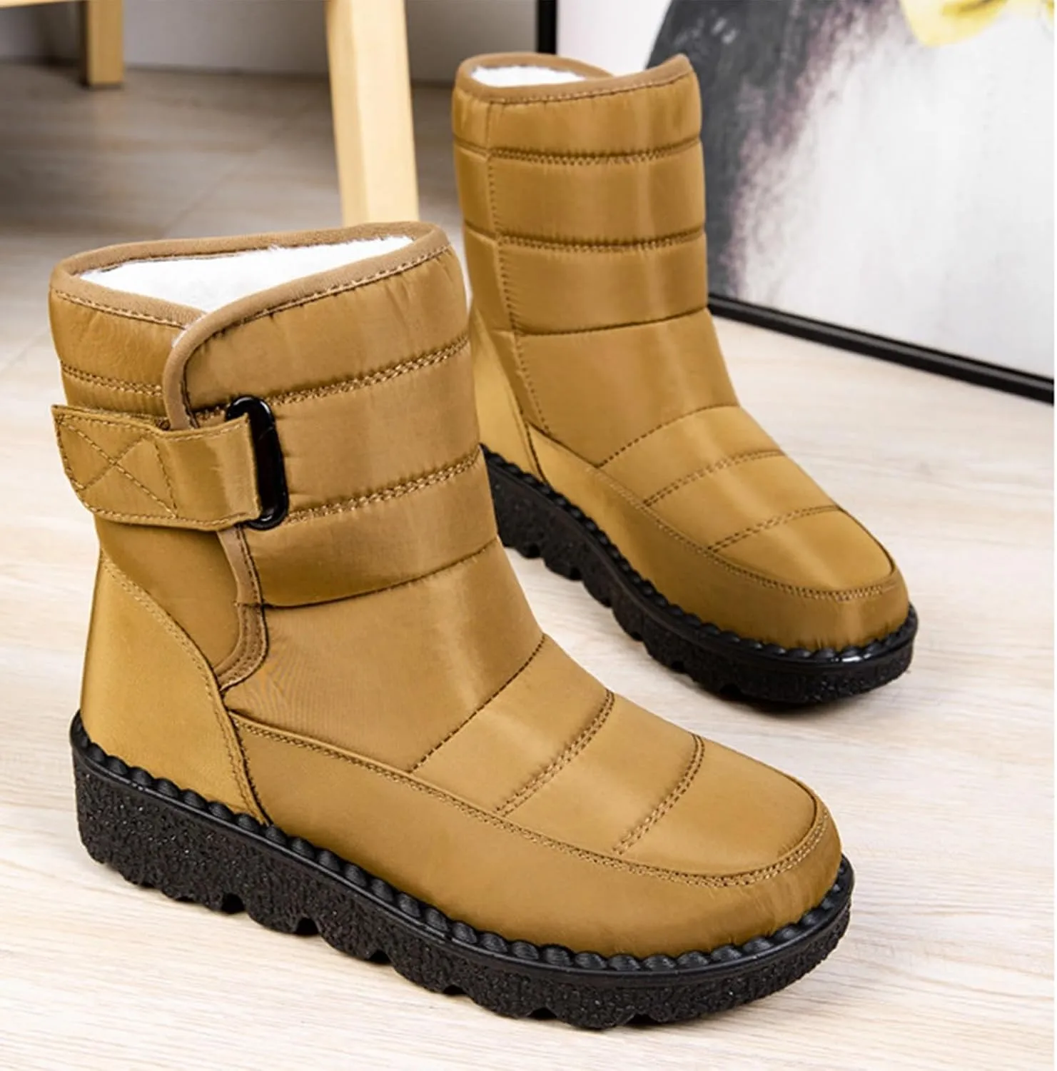 Women's Winter Boots Comfort Snow Boots Solid Plush Insulated Snow Boots Outdoor Thick Bottom Non Slip Boots