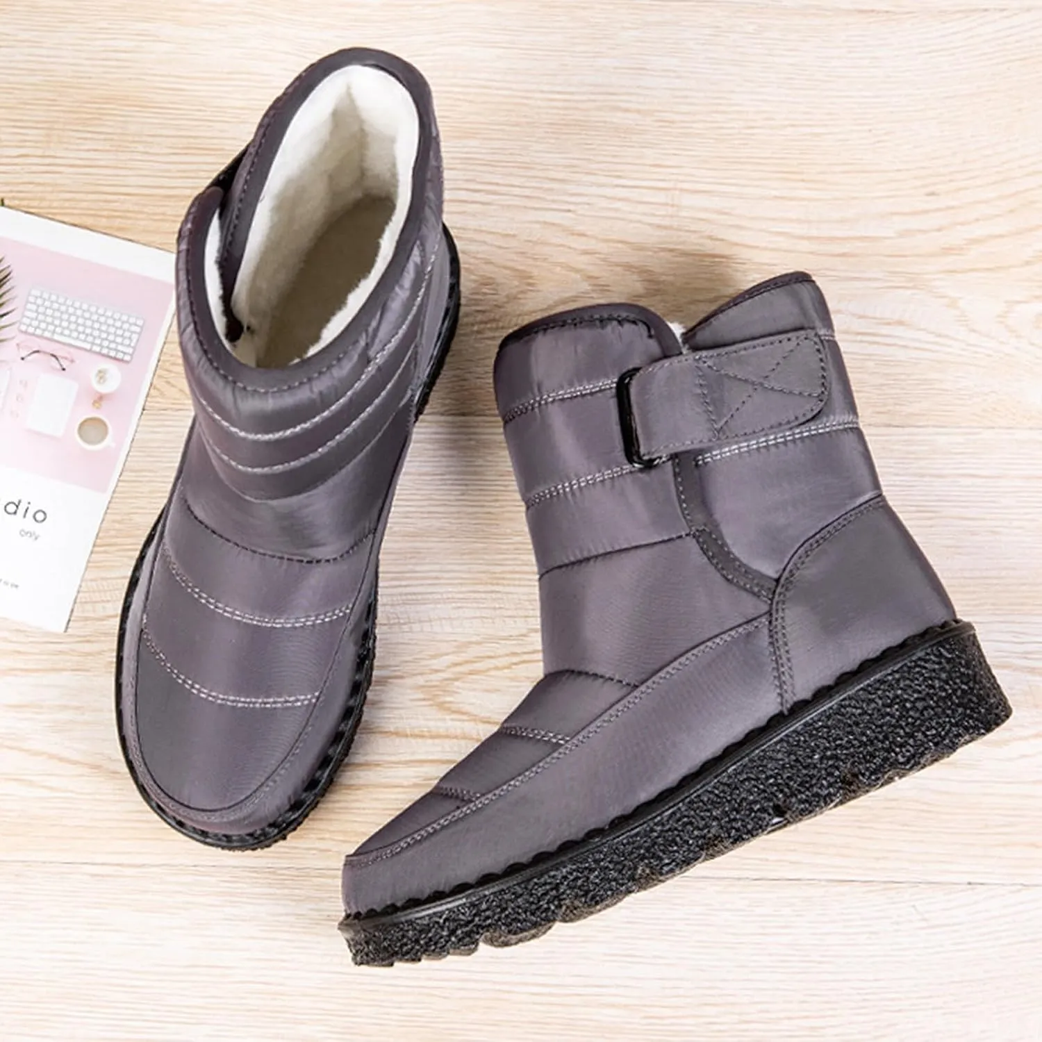 Women's Winter Boots Comfort Snow Boots Solid Plush Insulated Snow Boots Outdoor Thick Bottom Non Slip Boots