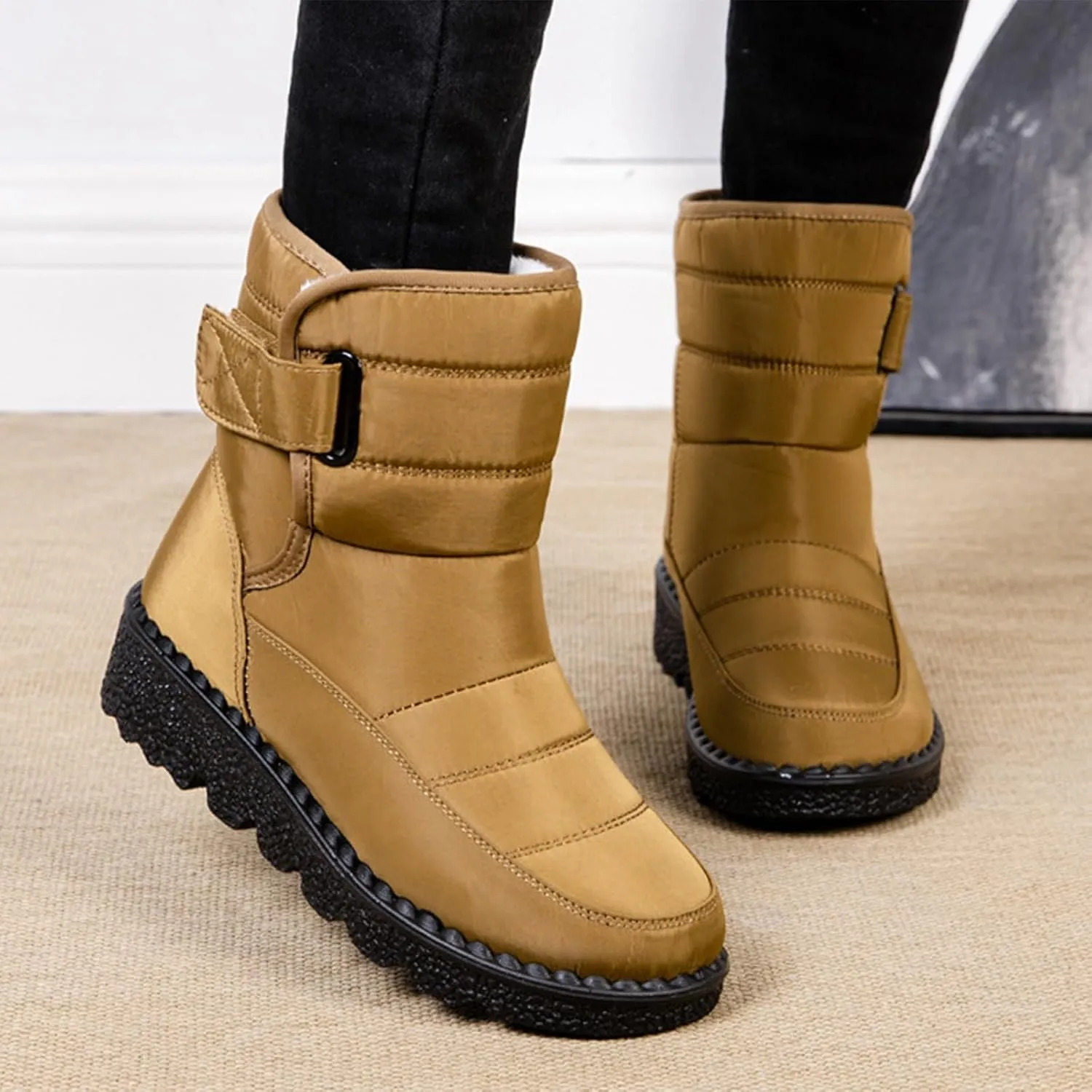 Women's Winter Boots Comfort Snow Boots Solid Plush Insulated Snow Boots Outdoor Thick Bottom Non Slip Boots