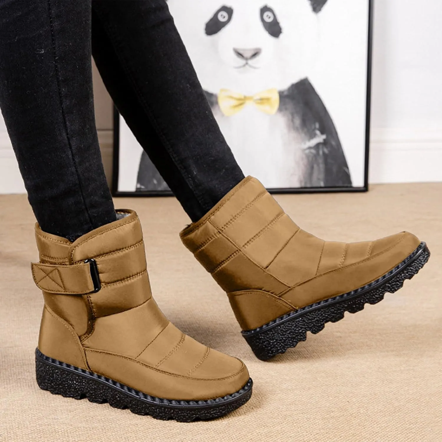 Women's Winter Boots Comfort Snow Boots Solid Plush Insulated Snow Boots Outdoor Thick Bottom Non Slip Boots