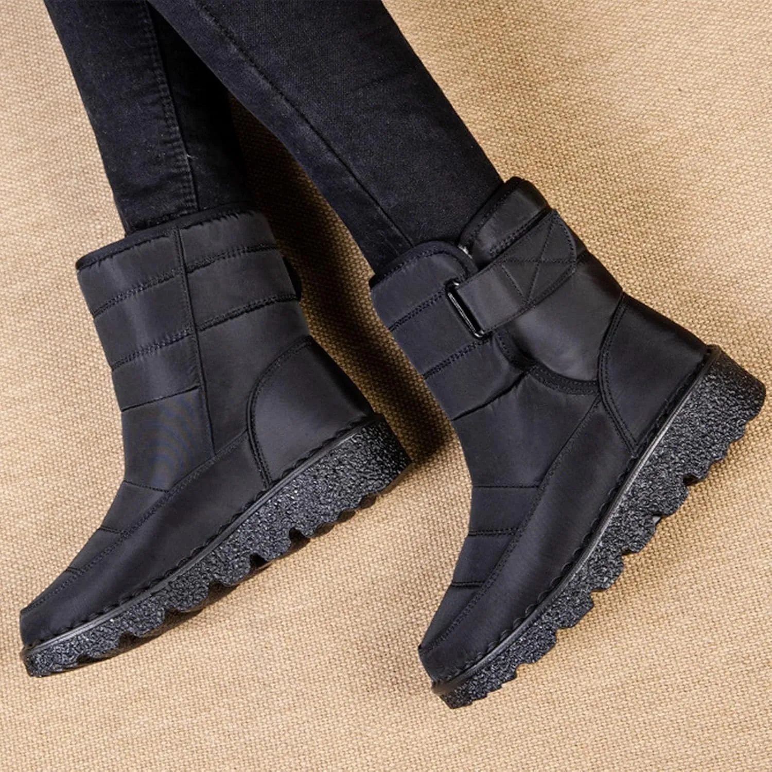 Women's Winter Boots Comfort Snow Boots Solid Plush Insulated Snow Boots Outdoor Thick Bottom Non Slip Boots