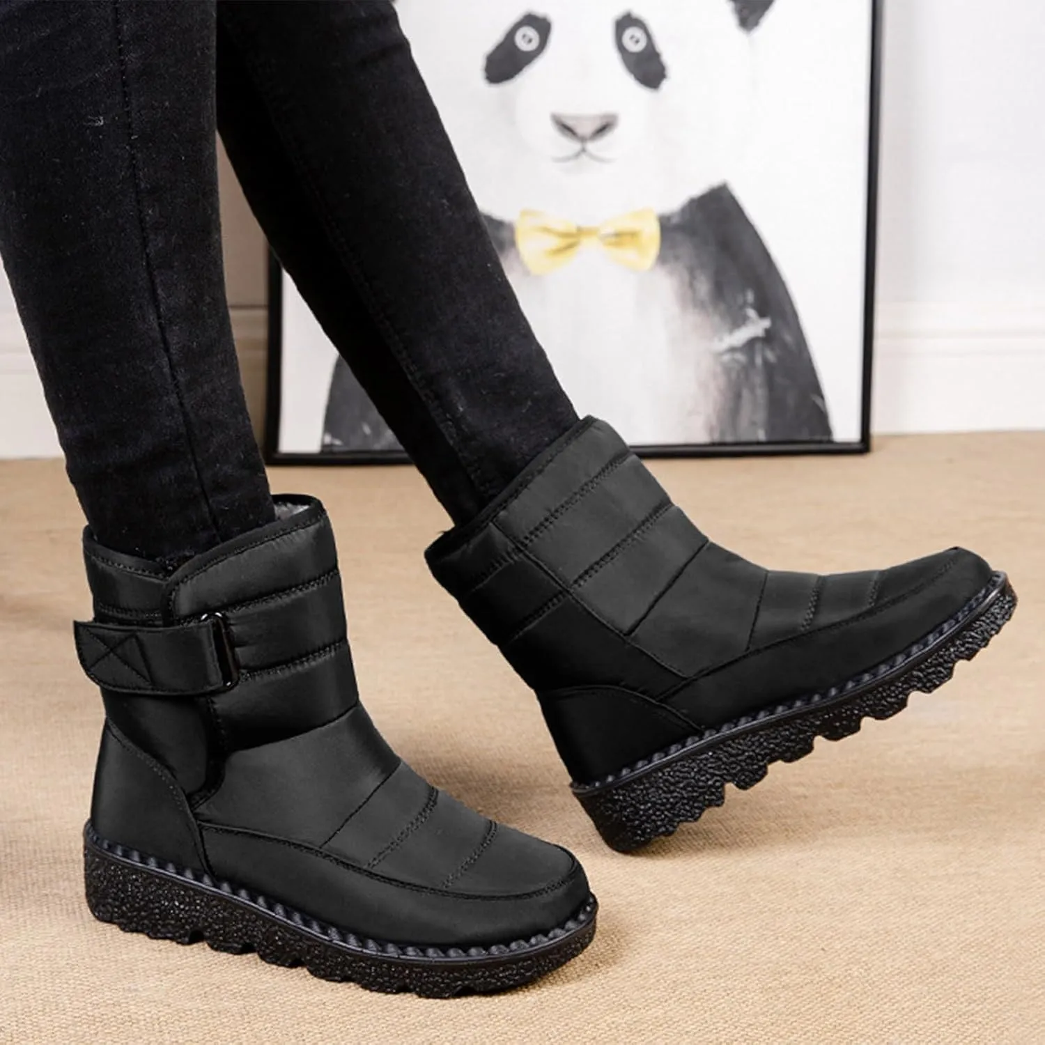 Women's Winter Boots Comfort Snow Boots Solid Plush Insulated Snow Boots Outdoor Thick Bottom Non Slip Boots
