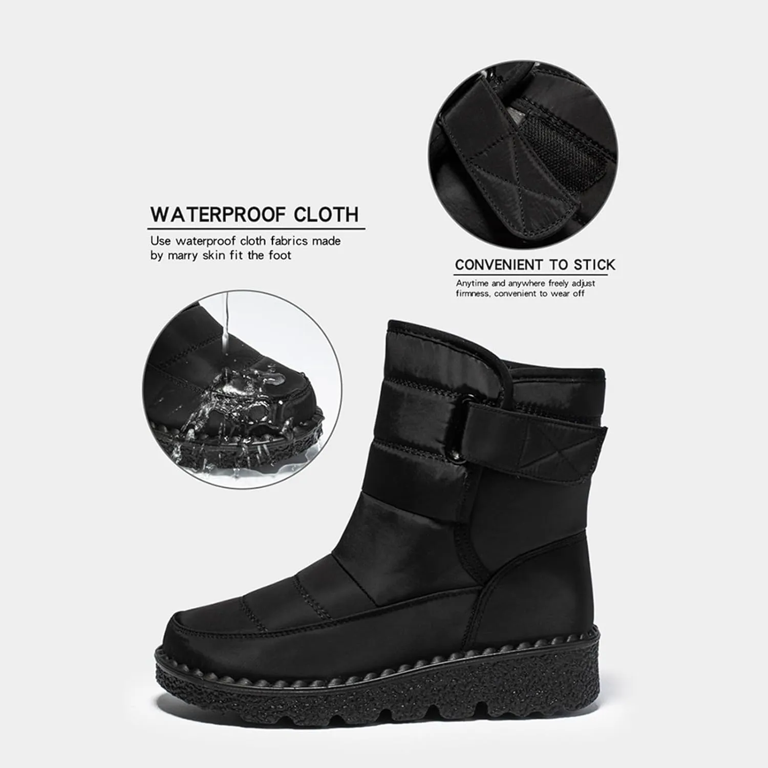 Women's Winter Boots Comfort Snow Boots Solid Plush Insulated Snow Boots Outdoor Thick Bottom Non Slip Boots