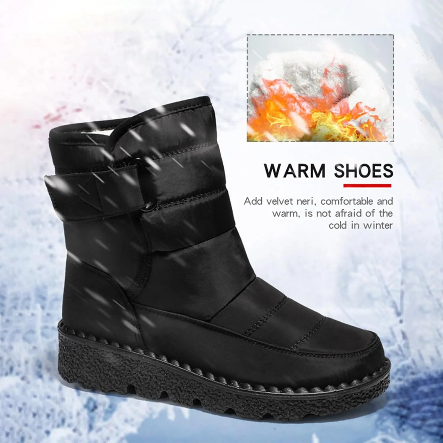 Women's Winter Boots Comfort Snow Boots Solid Plush Insulated Snow Boots Outdoor Thick Bottom Non Slip Boots