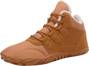Women's Winter Boots Soft Flat Soled Walking Boots Lace Up Non Slip Boots Fleece Lined Warm Calf Snow Boots for Women