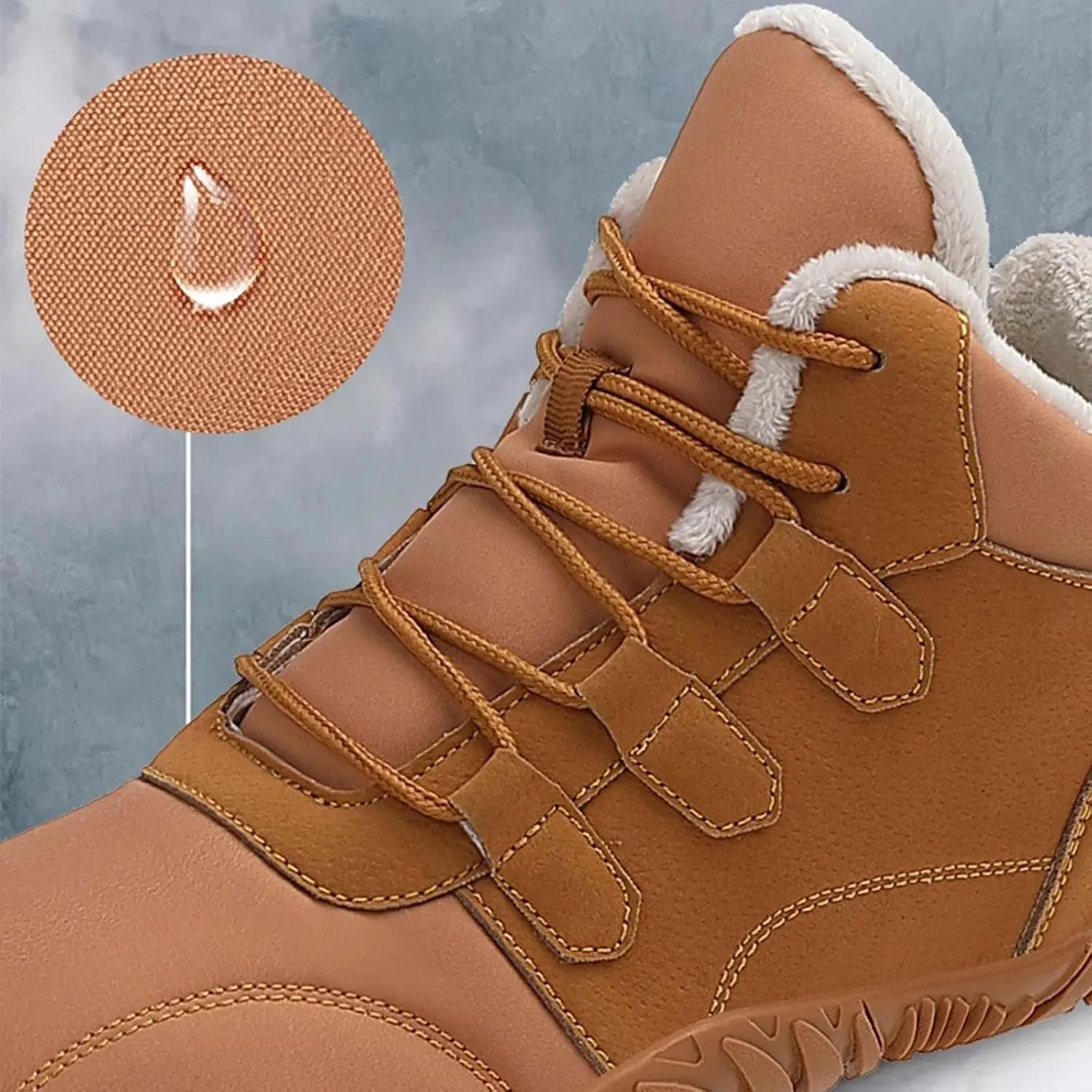 Women's Winter Boots Soft Flat Soled Walking Boots Lace Up Non Slip Boots Fleece Lined Warm Calf Snow Boots for Women