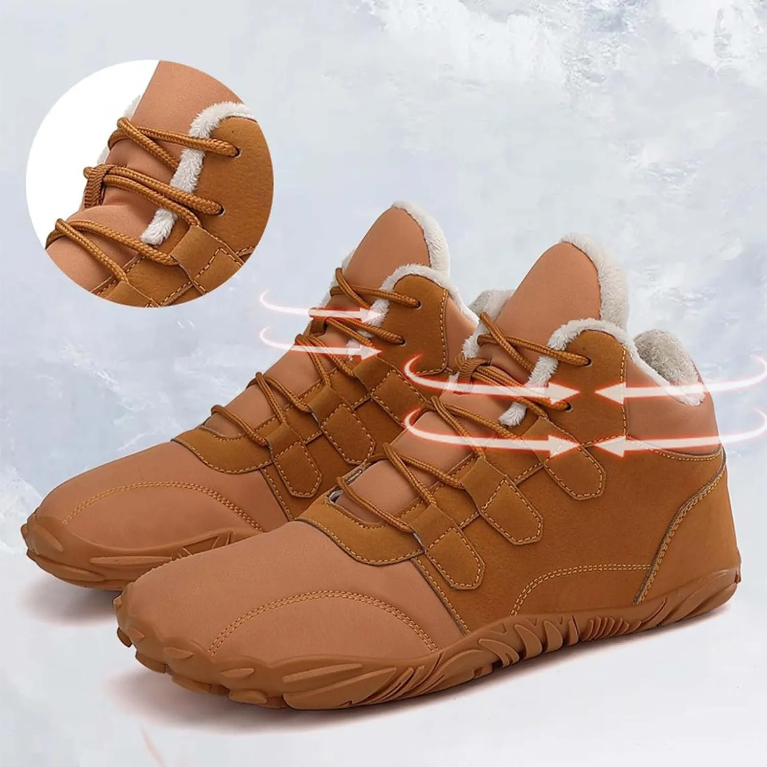 Women's Winter Boots Soft Flat Soled Walking Boots Lace Up Non Slip Boots Fleece Lined Warm Calf Snow Boots for Women