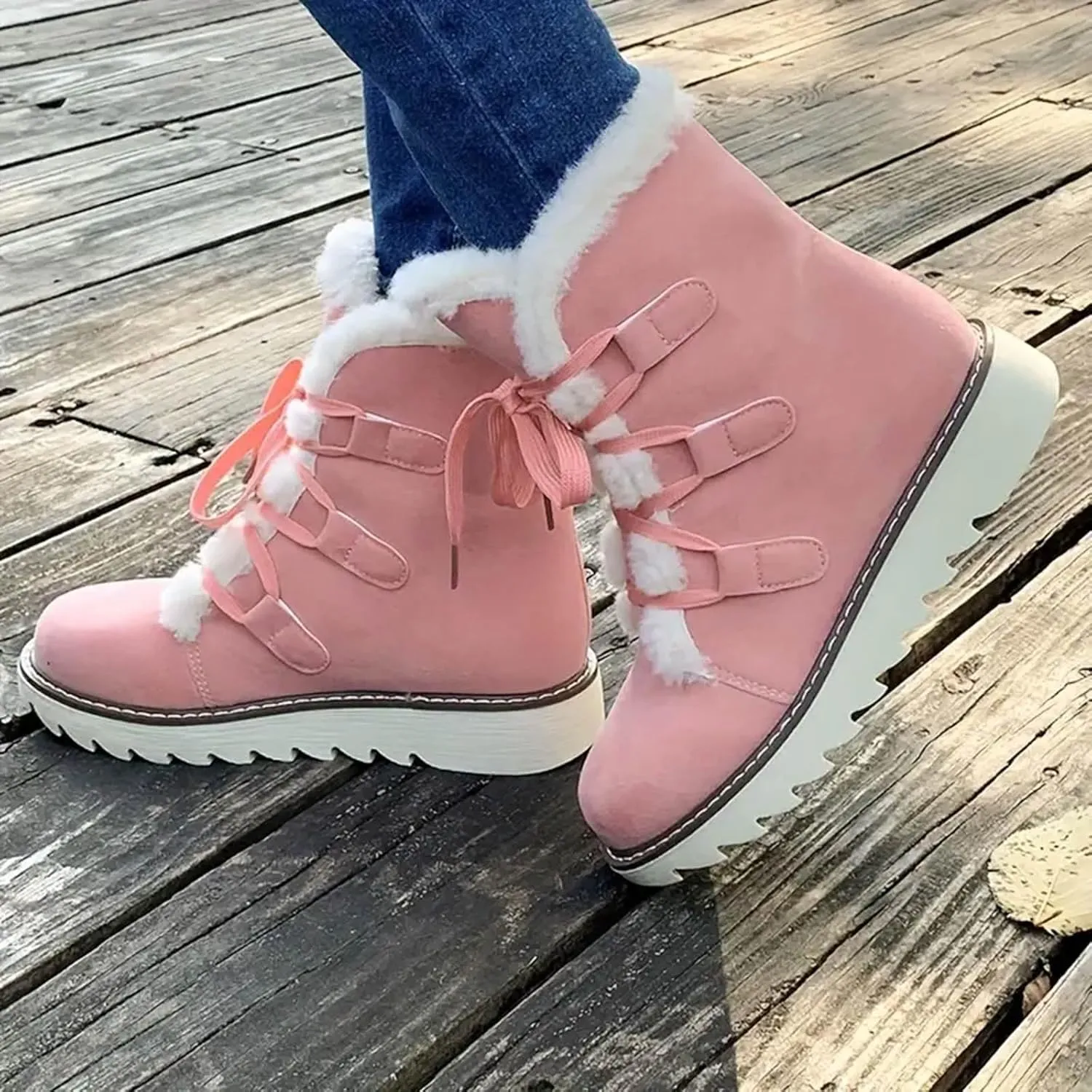 Women's Winter Snow Boots Strappy High Top Warm Boots Versatile Versatile Mid-Calf Plus Womens Glitter Snow