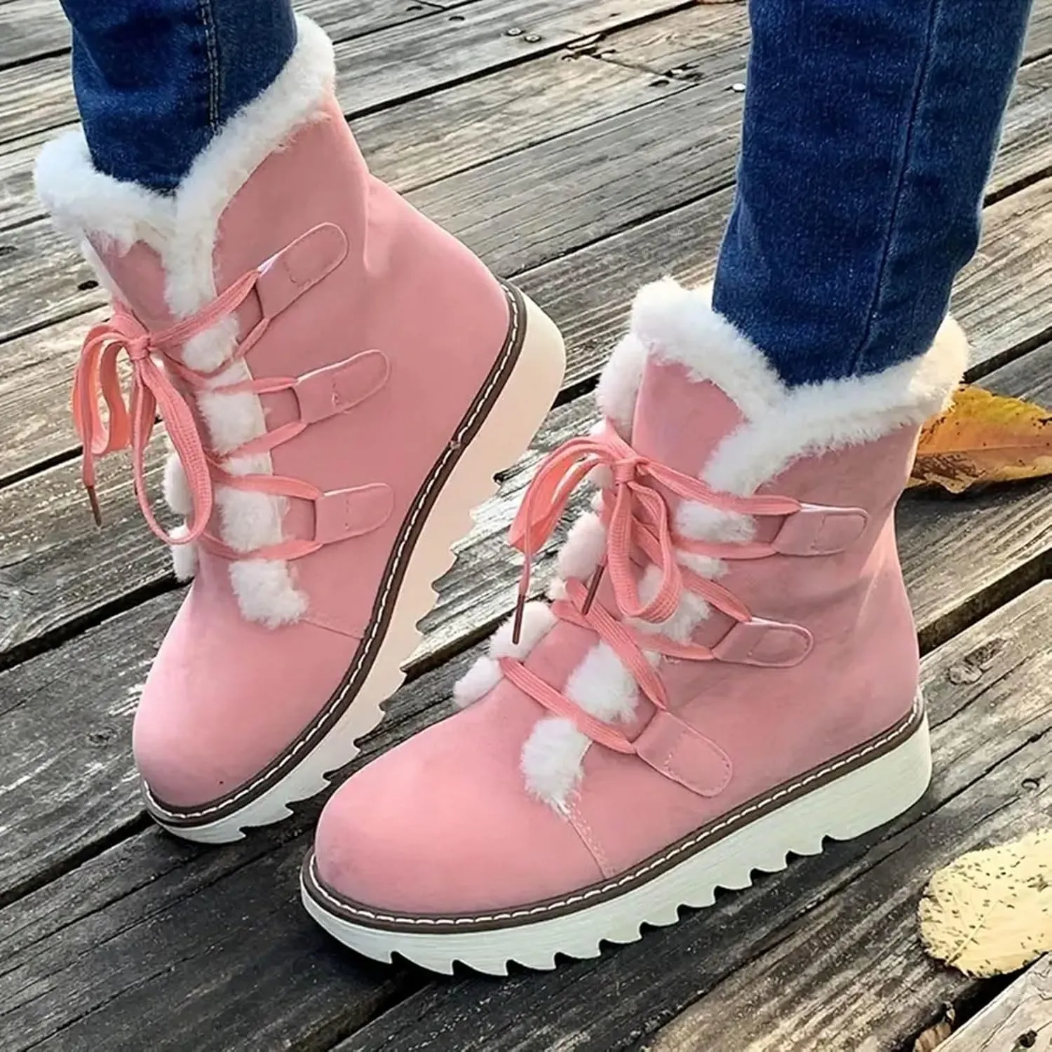 Women's Winter Snow Boots Strappy High Top Warm Boots Versatile Versatile Mid-Calf Plus Womens Glitter Snow