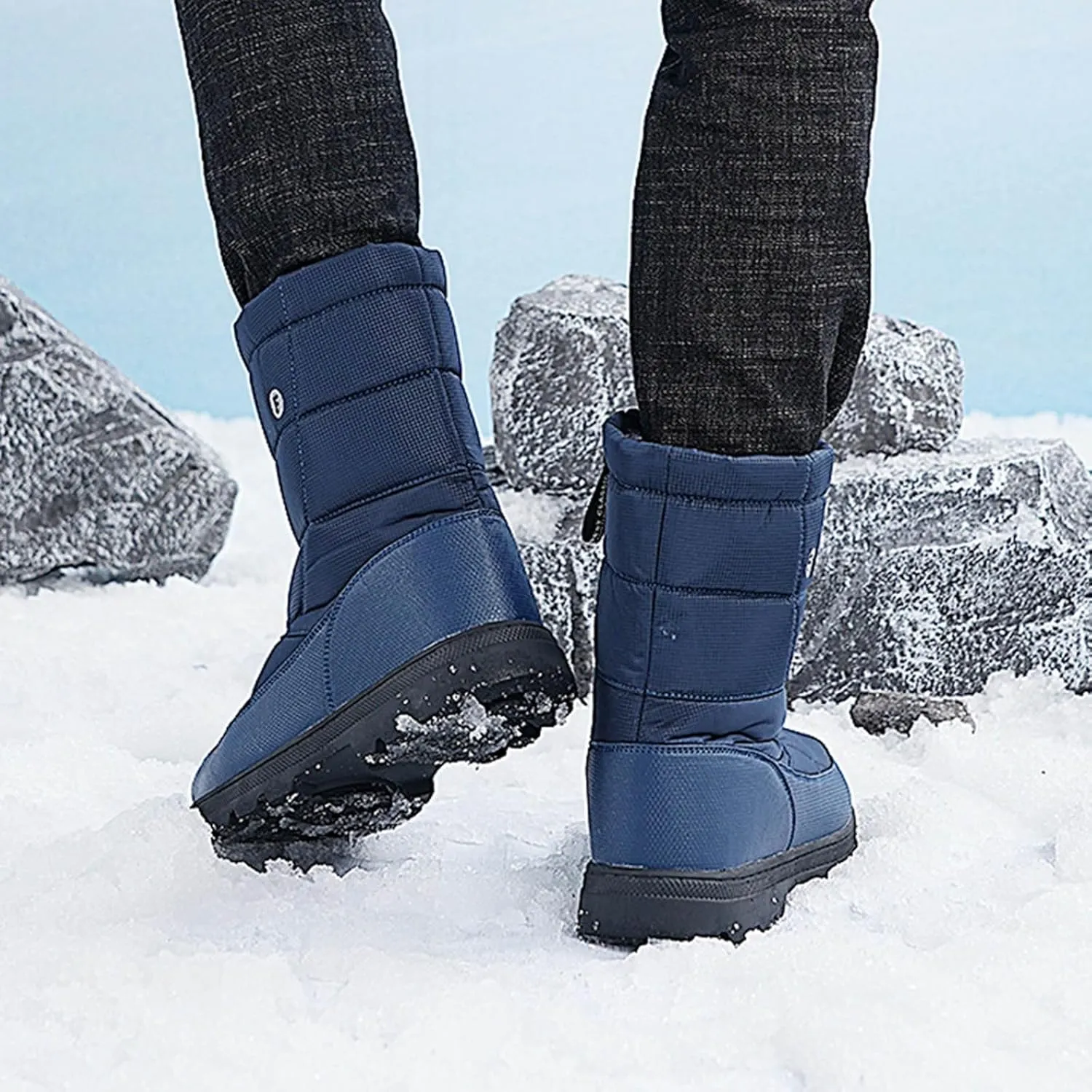 Women's Winter Snow Boots Zipper Water Proof Snow Boots Fleece Lined Warm Solid Womens Tall