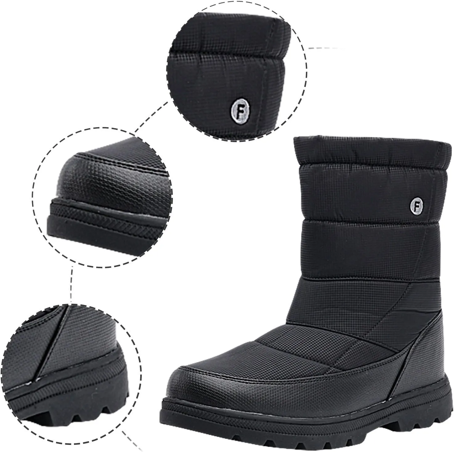 Women's Winter Snow Boots Zipper Water Proof Snow Boots Fleece Lined Warm Solid Womens Tall