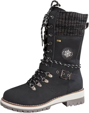 Women's Winter Warm Boots Fashion Belt Square Heel Snow Boots Lace Up Mid Tube Outdoor Walking Riding Pants