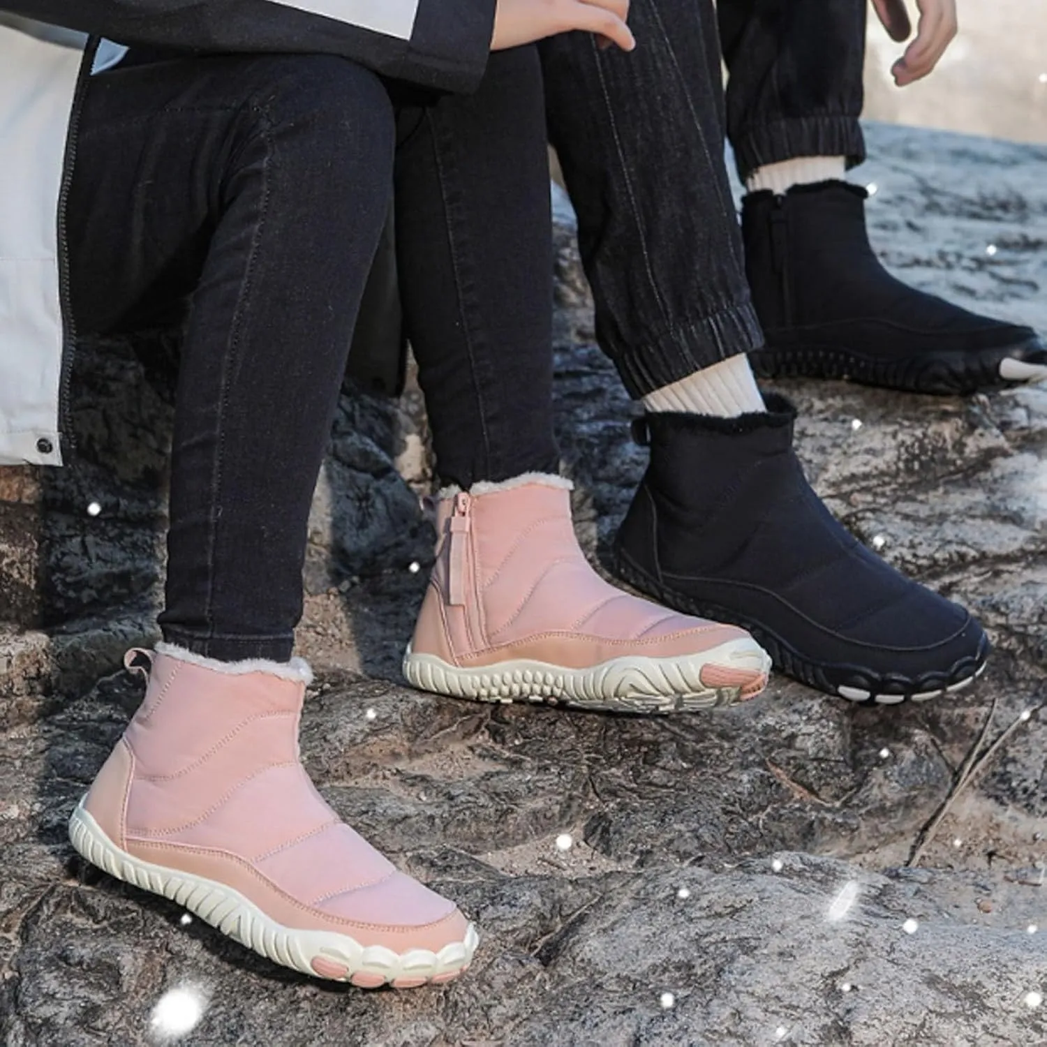 Women's Winter Warm Boots Solid Color Plush Insulated Snow Boots Soft Flat Non Slip Snow Hiking Boots Wide Width