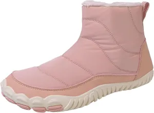 Women's Winter Warm Boots Solid Color Plush Insulated Snow Boots Soft Flat Non Slip Snow Hiking Boots Wide Width