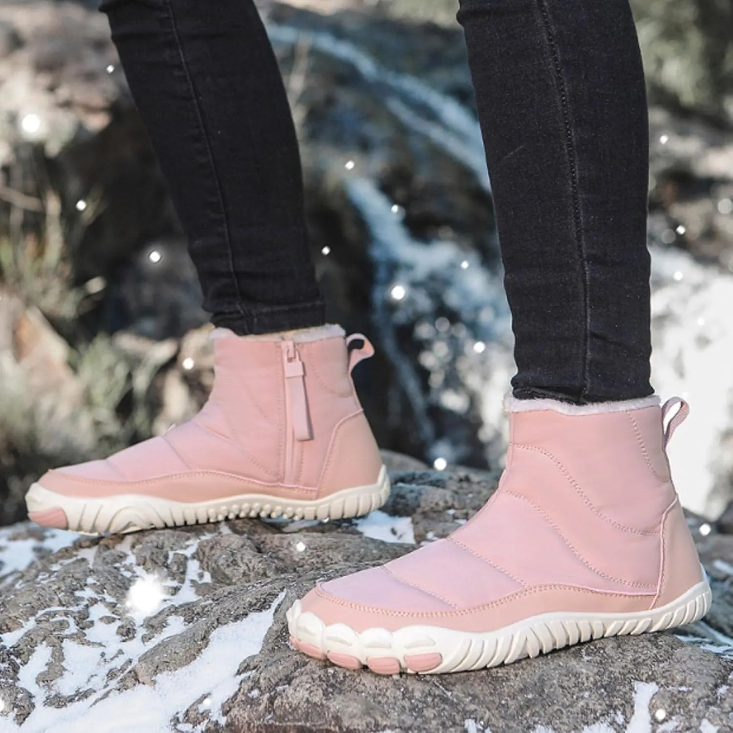 Women's Winter Warm Boots Solid Color Plush Insulated Snow Boots Soft Flat Non Slip Snow Hiking Boots Wide Width
