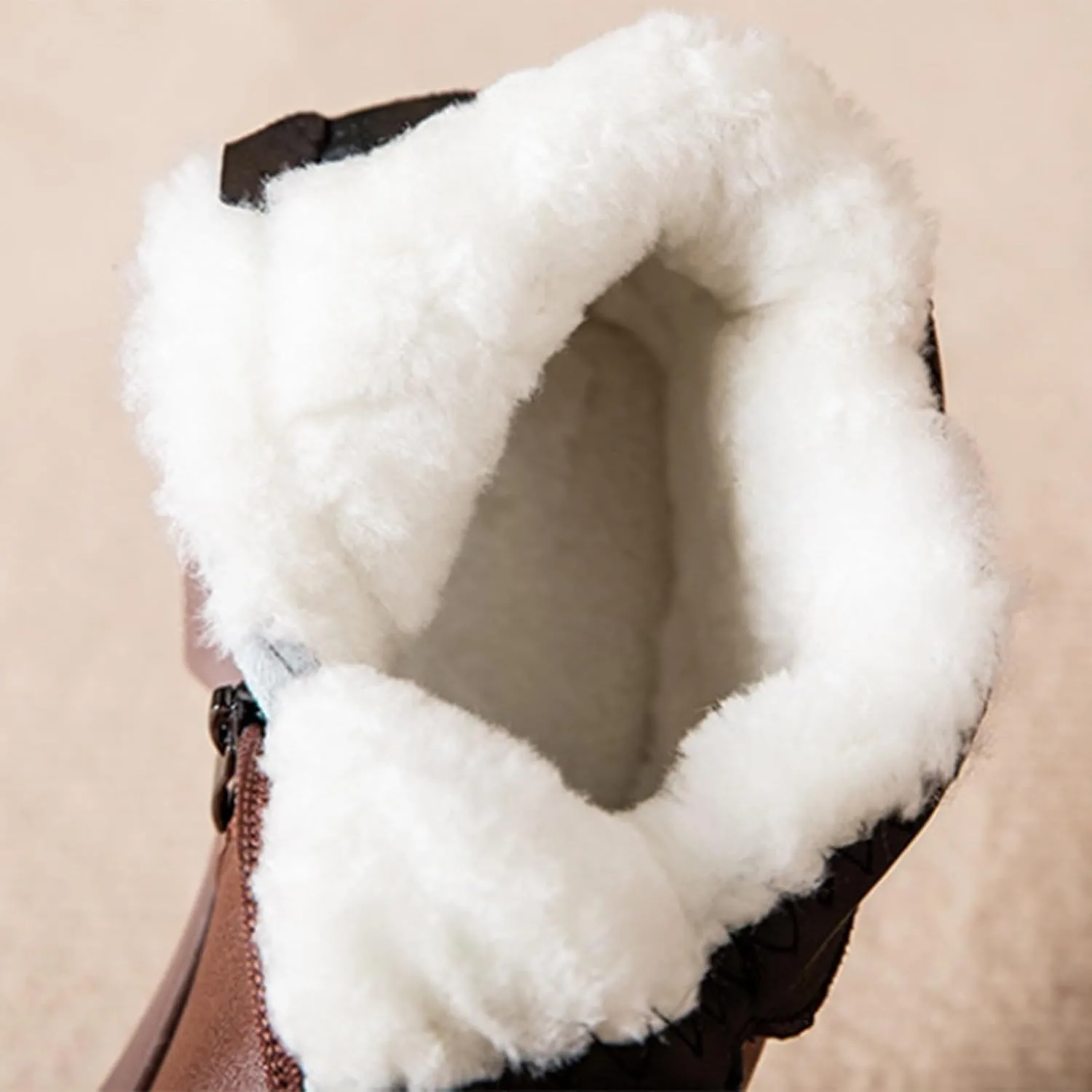 Women's Winter Warm Plush Lined Waterproof Snow Boots Embroidery Slip On Flat Ankle Boots Non-Slip Casual Booties