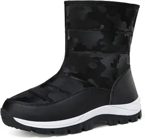Women'S Winter Waterproof Platform Snow Boots Side Zipper Warm Fur Lined Outdoor Anti Slip Booties Casual Comfortable Insulation Cold-Resistant Mid-Calf Boot Shoes
