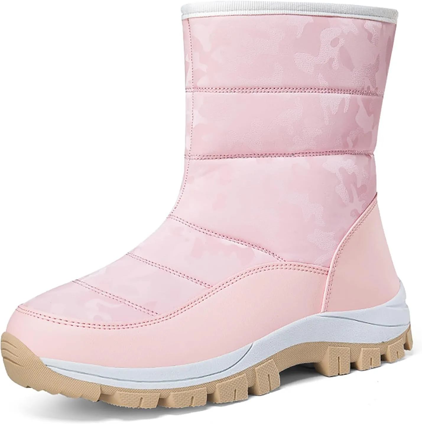 Women'S Winter Waterproof Platform Snow Boots Side Zipper Warm Fur Lined Outdoor Anti Slip Booties Casual Comfortable Insulation Cold-Resistant Mid-Calf Boot Shoes