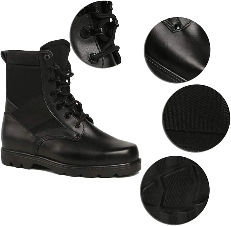 Wygwlg Mens Military Combat Black Army Patrol Work Hiking Boot Tactical Mountaineering Boots Security Jungle Recon Boot