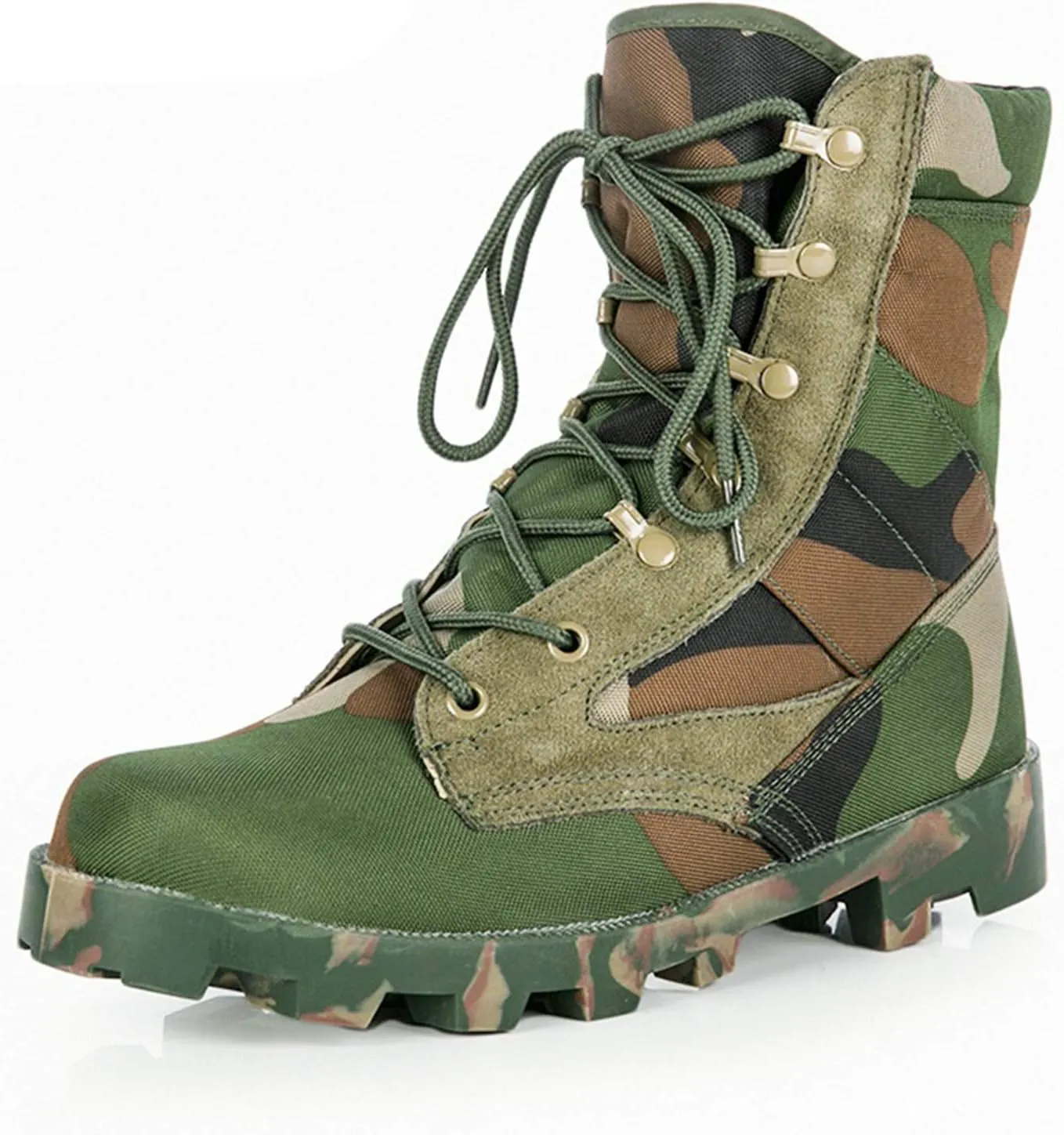 Wygwlg Summer Men's Camouflage Tactical Boots, Jungle Outdoor Lightweight High-Top Hiking Shoes -Canvas,38