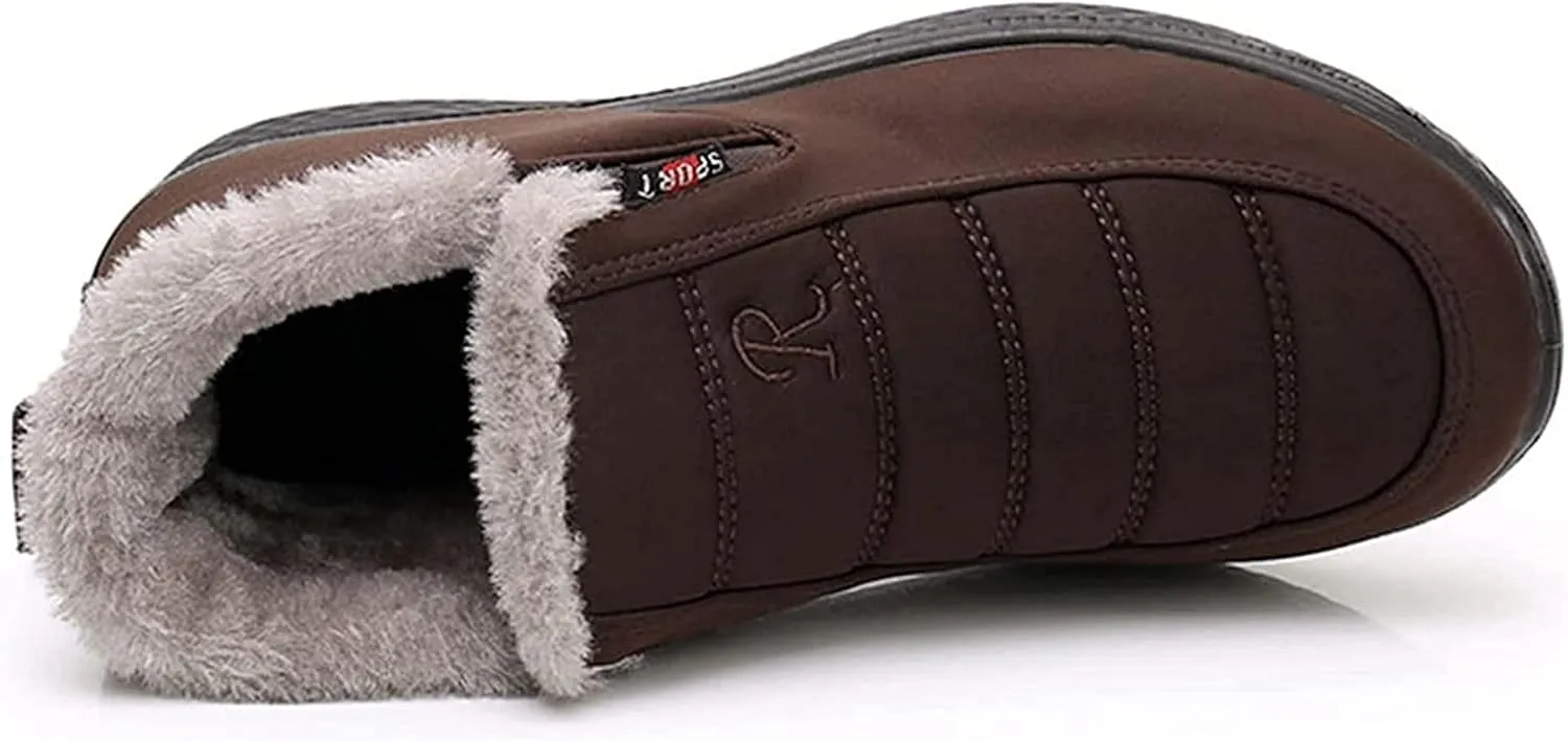 Yiozoi Men's Short Snow Boots Indoor and Outdoor Snow Proof Warm Velvet Walking Shoes Low Top Men's Casual Boots Anti Slip