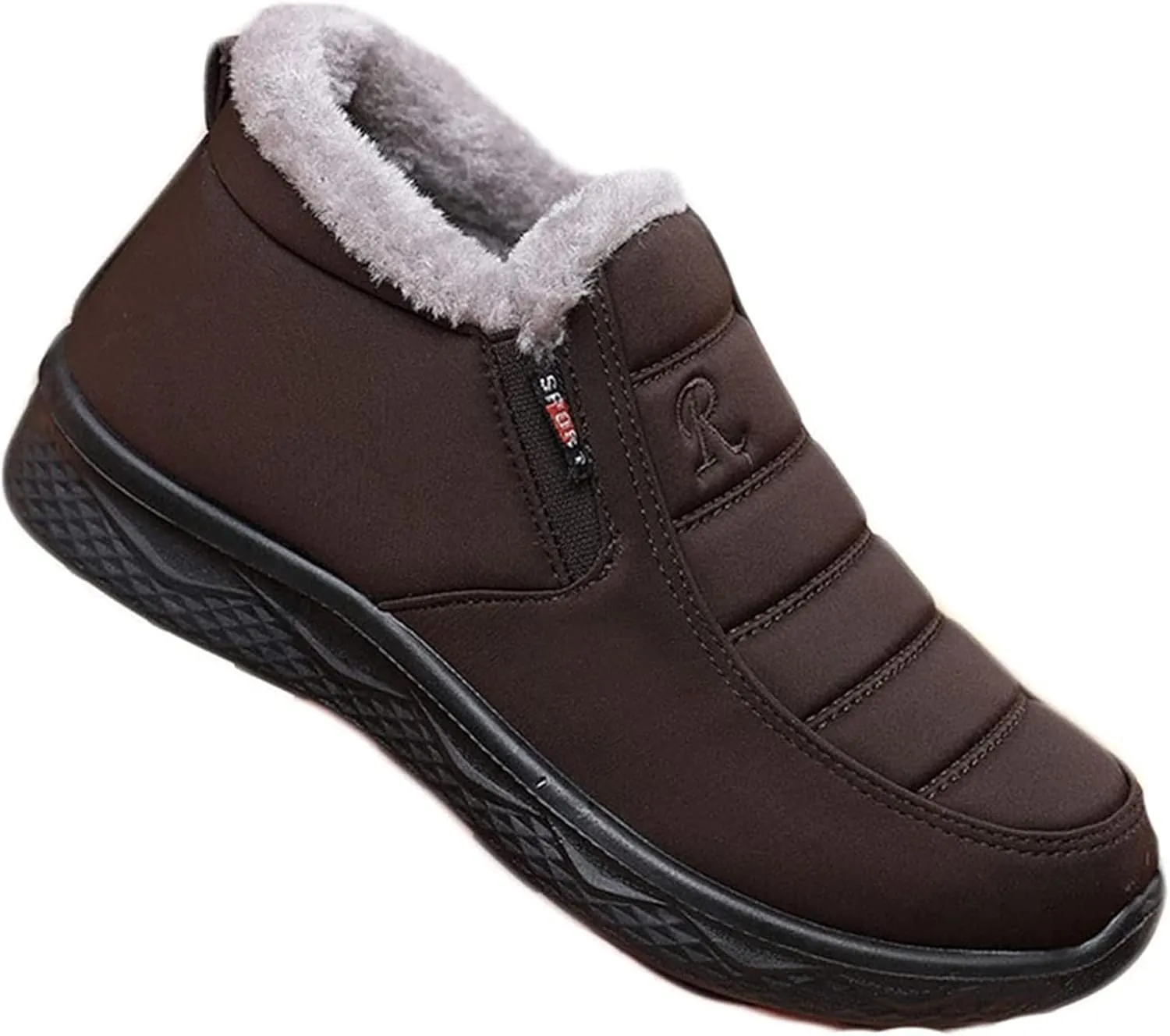 Yiozoi Men's Short Snow Boots Indoor and Outdoor Snow Proof Warm Velvet Walking Shoes Low Top Men's Casual Boots Anti Slip