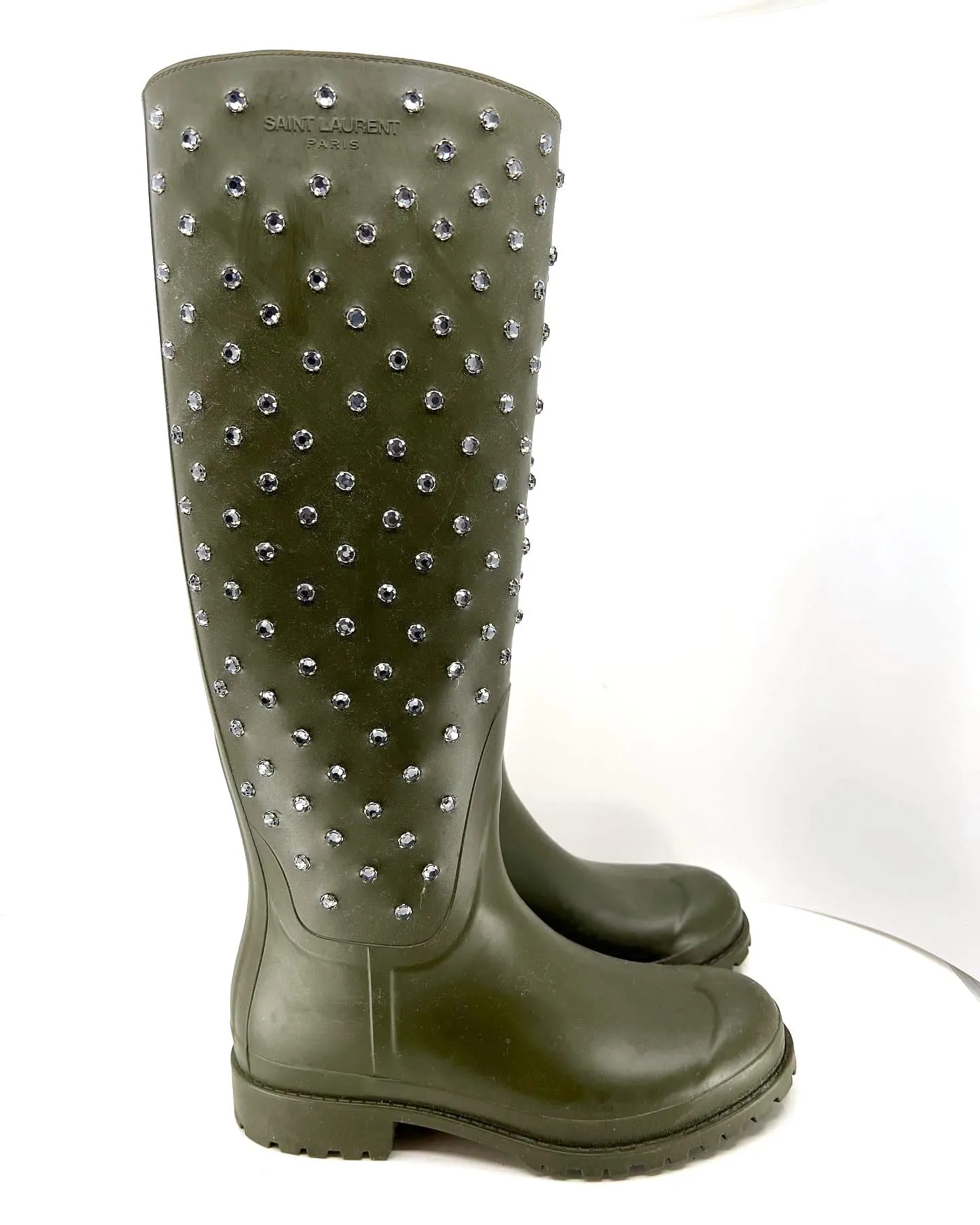 YSL SAINT LAURENT CRYSTAL FESTIVAL RAIN BOOTS