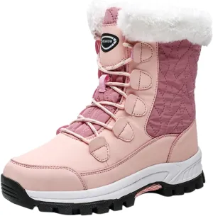 ZDLJYL Womens Snow Boots Warm Fur Lined Winter Boots Anti Slip Ankle Boots Mid Calf Snowboots Waterproof and Cold-Resistant